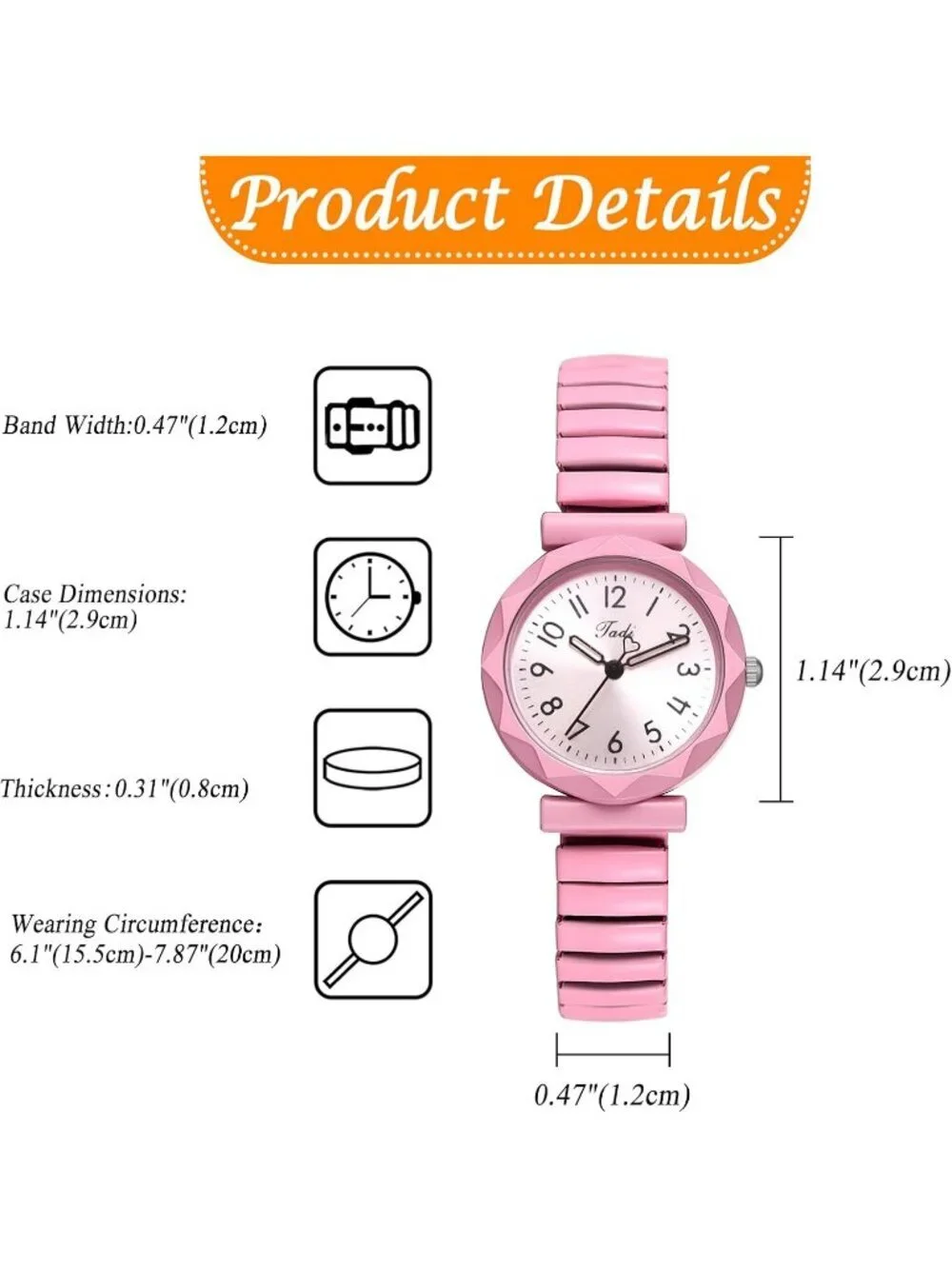 Unisex Pink Analog Quartz Stretch Band Elastic Stainless Steel Expansion Watch